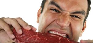 Η κατανάλωση κρέατος για έναν άνδρα για αύξηση της ισχύος
